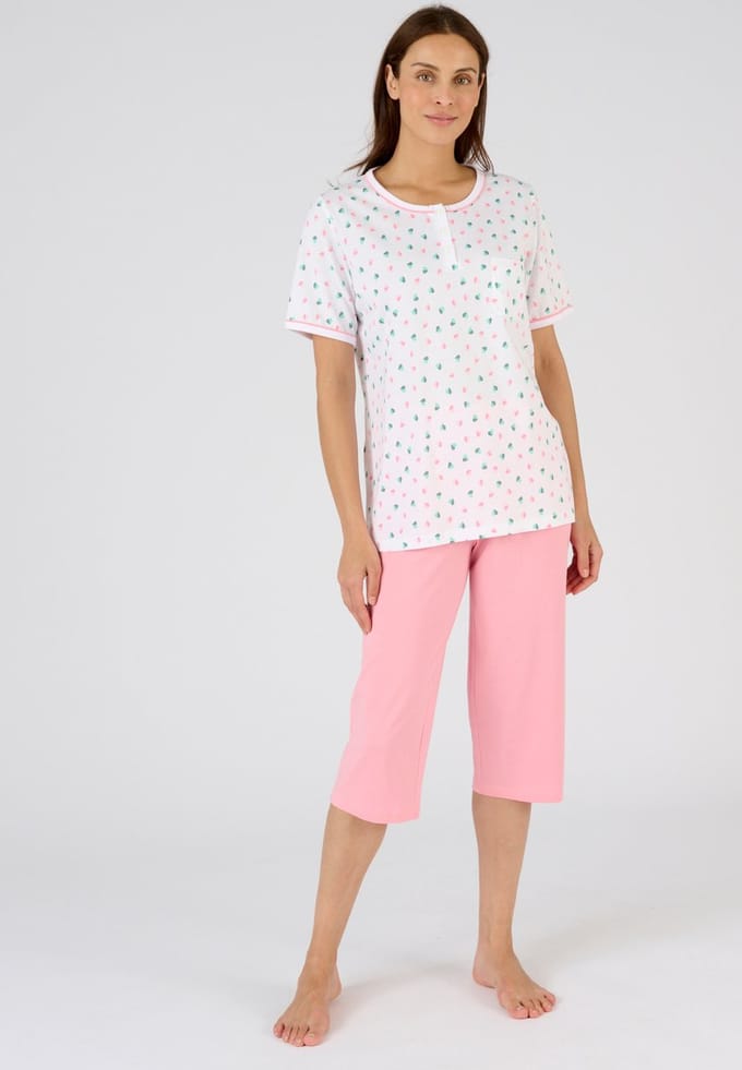 Damart - Pyjashort van zuiver gekamd katoen - Dames - Roze - 38-40 (S)