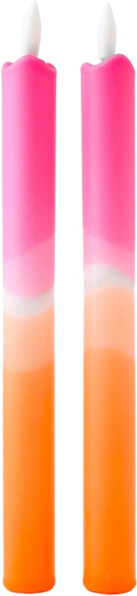 LED Dinerkaarsen Roze Oranje met Kleurverloop - Set van 2 - Incl. Batterij - Aifcandles