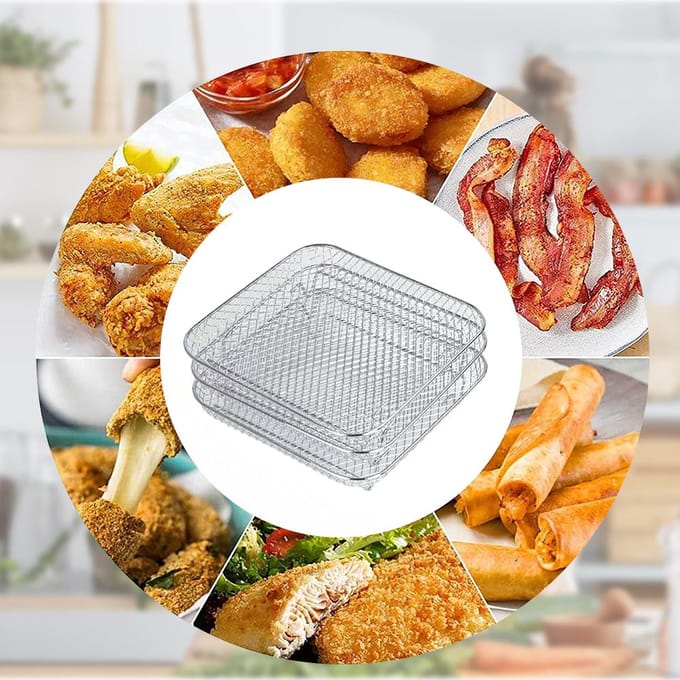 Airfryerrek Compatibel voor Ninja Foodi 8L Roestvrij Staal Stapelbaar Dehydratatierek Airfryer white