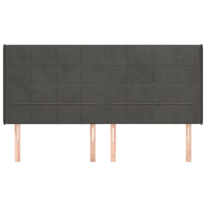 vidaXL - Hoofdbord - met - randen - 183x16x118/128 - cm - fluweel - donkergrijs
