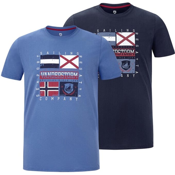 Jan Vanderstorm herren T-Shirts, Set Van 2 - 52/54 - donkerblauw - Plus Size