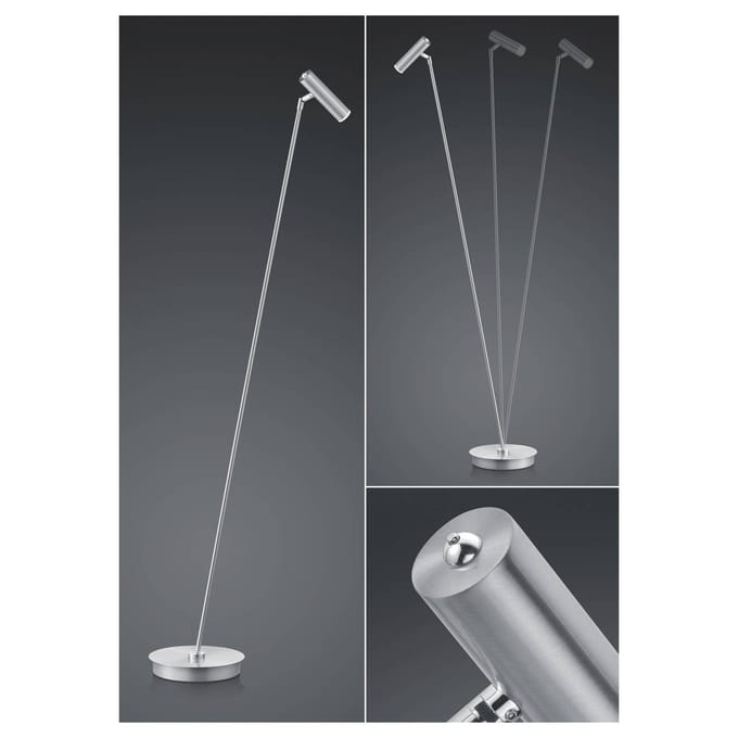 HELL LED vloerlamp Tom, dimbaar, nikkel