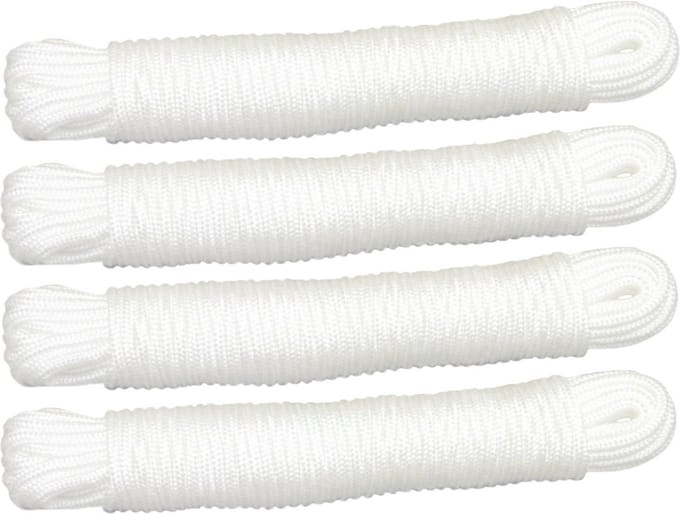 AMIG Touw - 4x - 20 meter - D3mm - polypropyleen - 50 kg - wit - waslijn - tuin