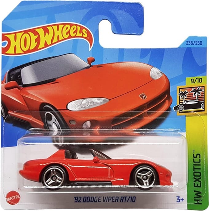 HOT WHEELS '92 DODGE VIPER RT/10 RACING ED 236/250 HW EXOTICS 9/10 SHORT CARD 2023