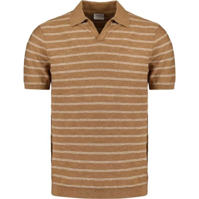 No Excess Pullover short sleeve polo v stripe