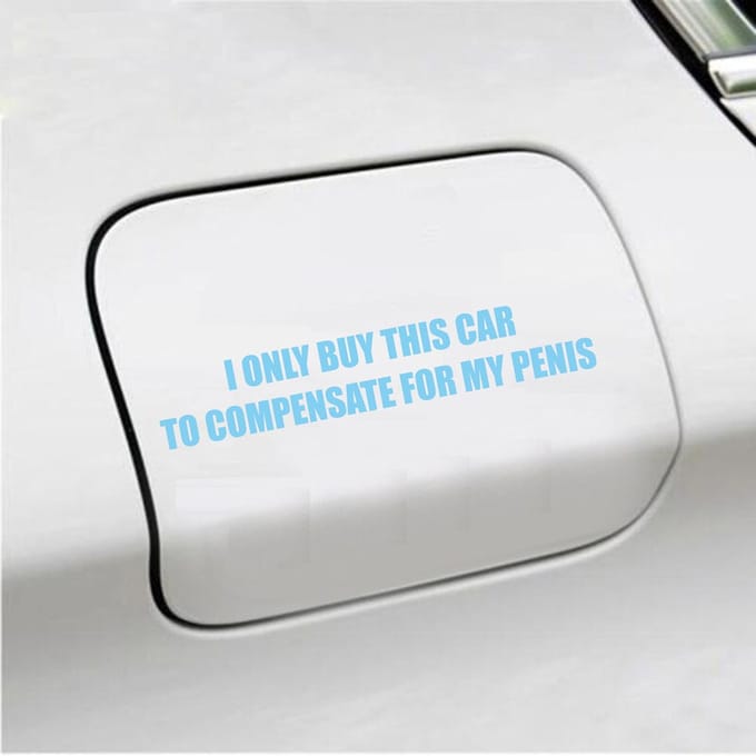 Bumpersticker - I Only Buy This Car - 3,5 X 19,6 - Licht Blauw