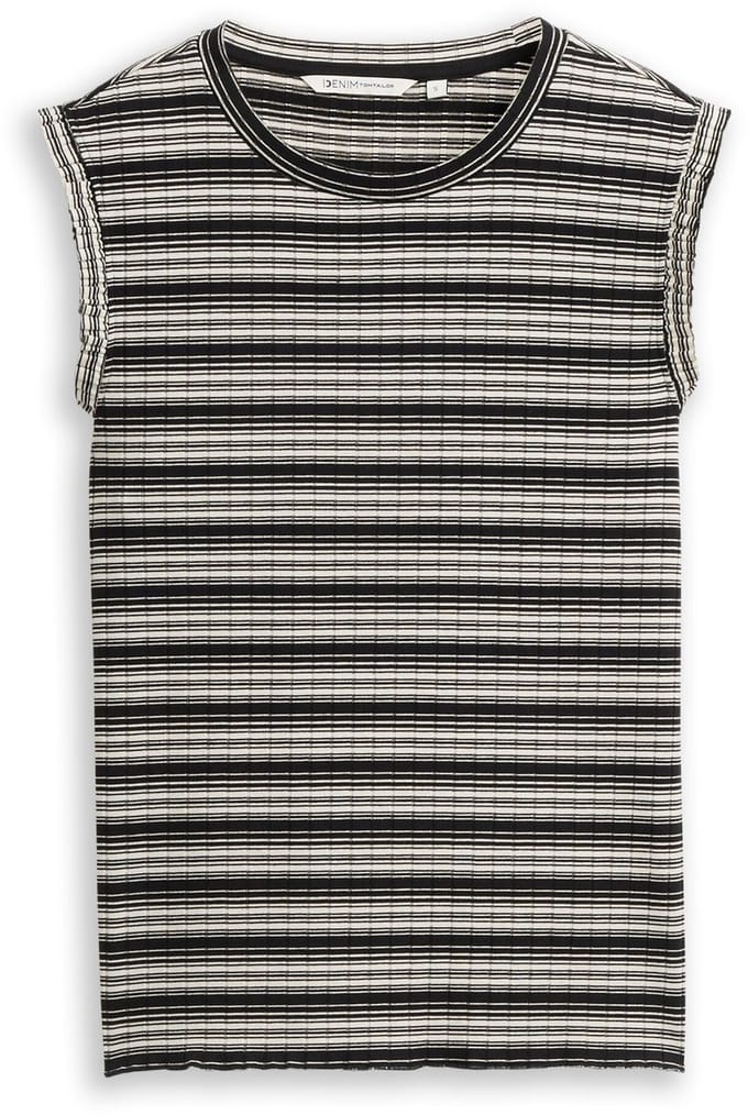 Tom Tailor Denim - Top met streepjesmotief - Maat XL - black white gradient stripe