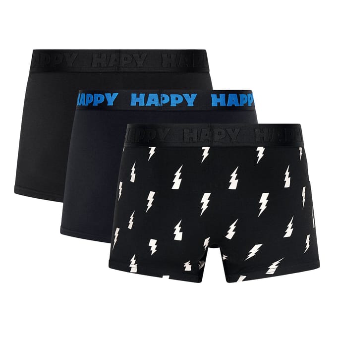 Happy Socks - 3-Pack Black and White Short Boxers - Heren - Ondergoed