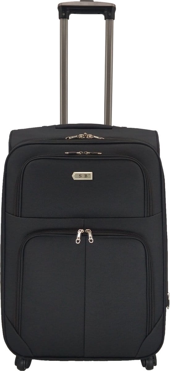 Bagage stoffen koffer 65cm 4 wielen trolley - Zwart