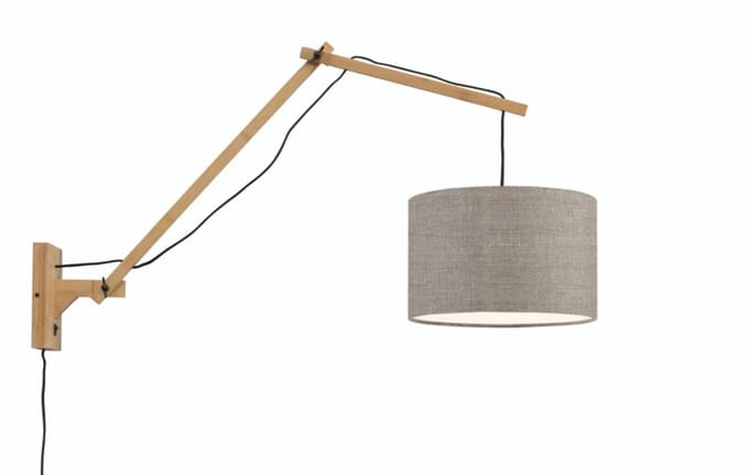 Good&Mojo Bamboe LED Wandlamp Andes | 1X E27 Max 40W | Dark Linen