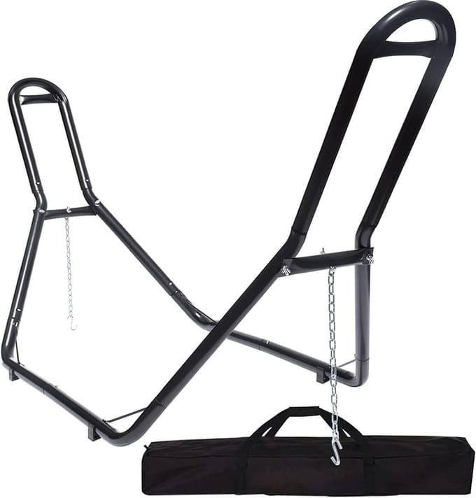 Hangmatstandaard - Hangmat frame - Ontspannen in de tuin - Dubbele bars ontwerp - 3 x 0.99 meter - Zwart