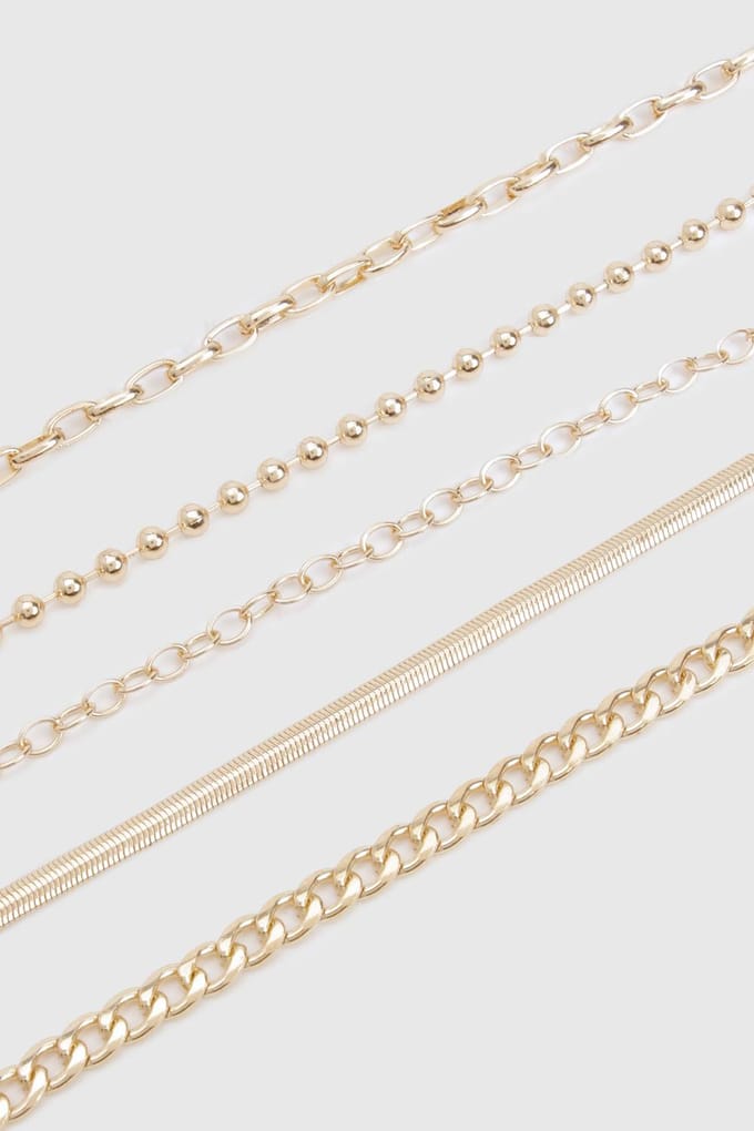 boohoo Dames Kettingarmbanden 5-pack | Goud