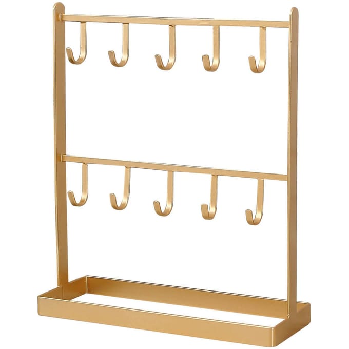 Sieraden Display Organizer Standaard Haken Gouden IJzeren Displayrek voor Ketting Haaraccessoires goud