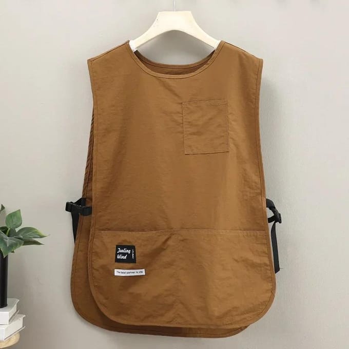 Tablier Imperméable Couleur Unie Style Gilet Pour Cuisinier Chef Et Serveurs marron