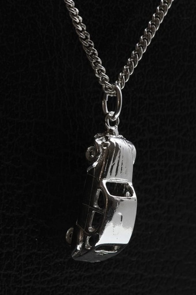 Zilveren Citroën 2CV Lelijk eend 3D ketting hanger