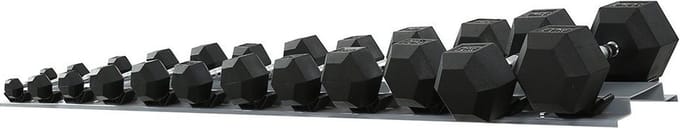 ForzaFit Dumbbell set hexagon - zwart rubber – 12 stuks - 143 kg