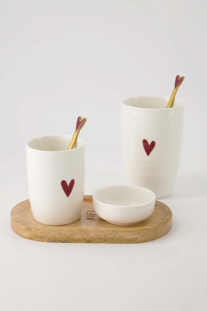 Zusss Koffiemok Hartje Wit/Rood Wit