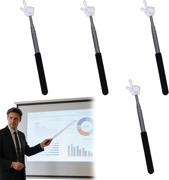 Telescopische Wijzers - Uitschuifbare Staf - Presentatie Ondersteuning - Verstelbare Lengte - Tot 68 cm - Zwart