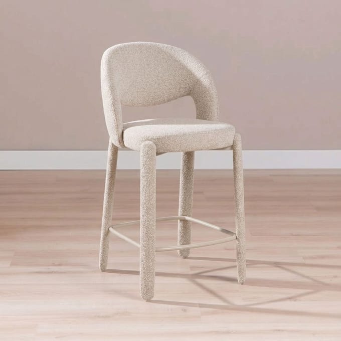 Bronx71® Barkruk June bouclé taupe 70 cm - barstoel