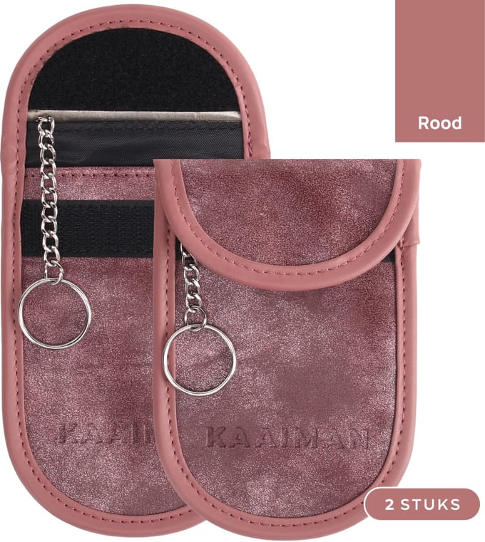 Kaaiman® Faraday 2 RFID Beschermhoezen – Autosleutel Antidiefstal – Keyless Entry & RFID Beveiliging - Rood