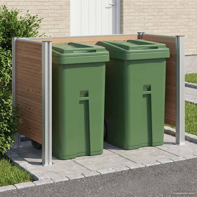 vidaXL - Afvalbak - Schutting - Bruin - 161 - x - 85 - x - 115 - cm - Aluminium - en - WPC