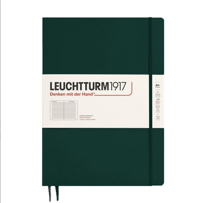 Leuchtturm notitieboek forest green lined master slim hardcover a4+ 225x315mm