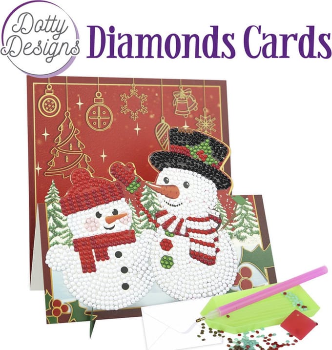 Dotty Designs Diamond Easel Card 143 - Two Snowmen