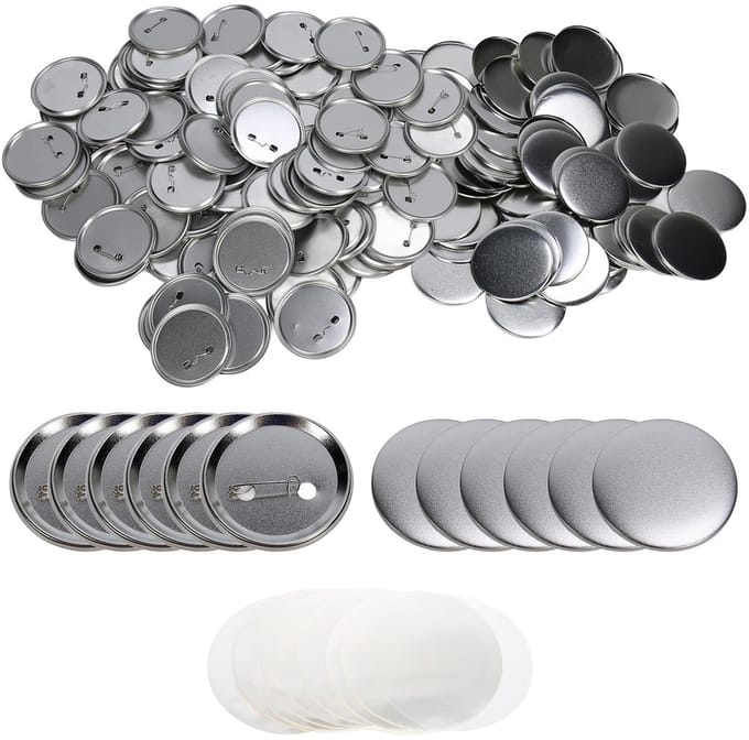 Dailygoody - 100pcs Blank Buttons Pin Set 58mm - DIY Badge Maker Set