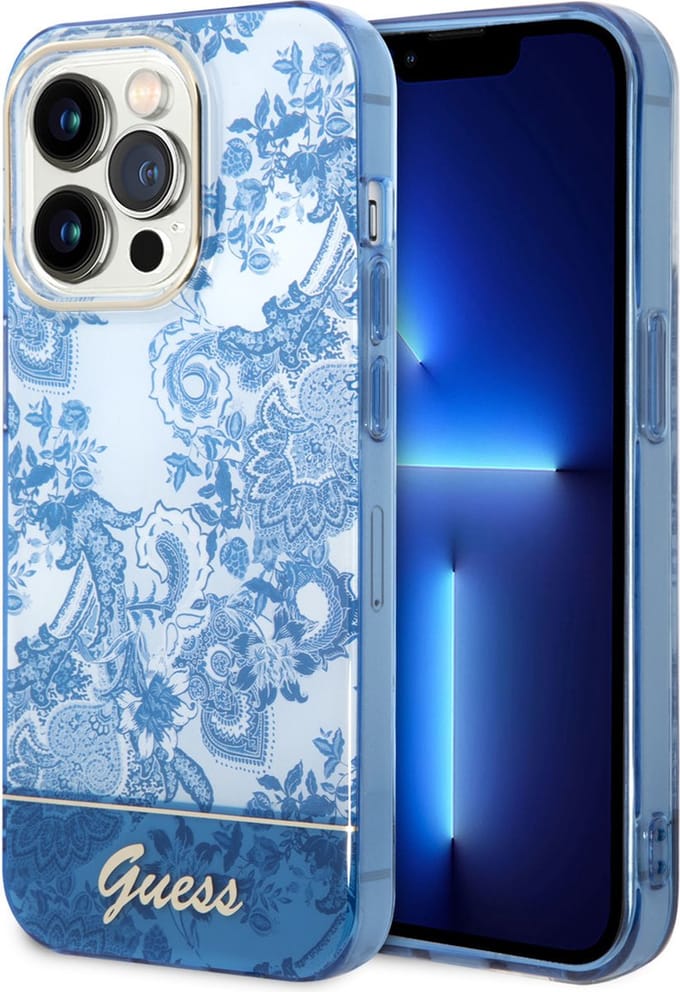 Guess Toile de Jouy Back Case - Geschikt voor Apple iPhone 14 Pro (6.1") - Blauw