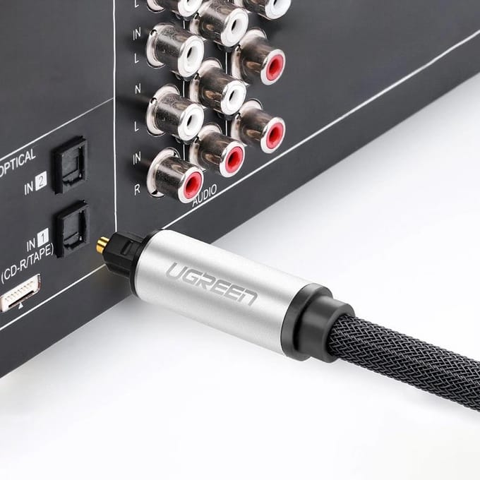 Ugreen AV108 Serie - Optyk Audio Kabel - 2m - Grijs - Nylon Omhulsel