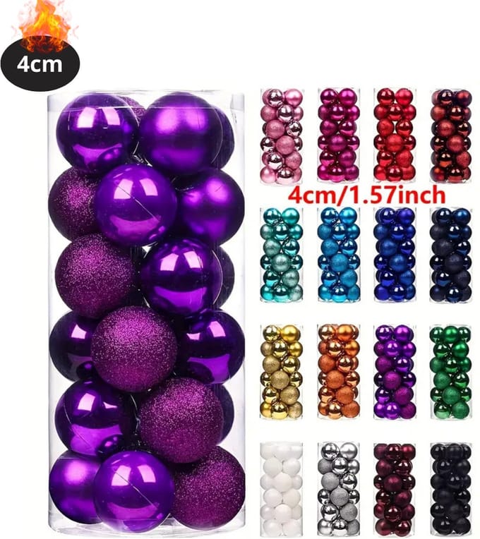 Livano Kerstballen - Kerstversiering - Plastic - Paars - 4 cm - 24 stuks