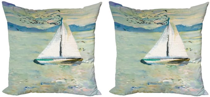 ABAKUHAUS Kunstkussenhoes Monet-zeilboot – 40x40 cm – dubbelzijdig