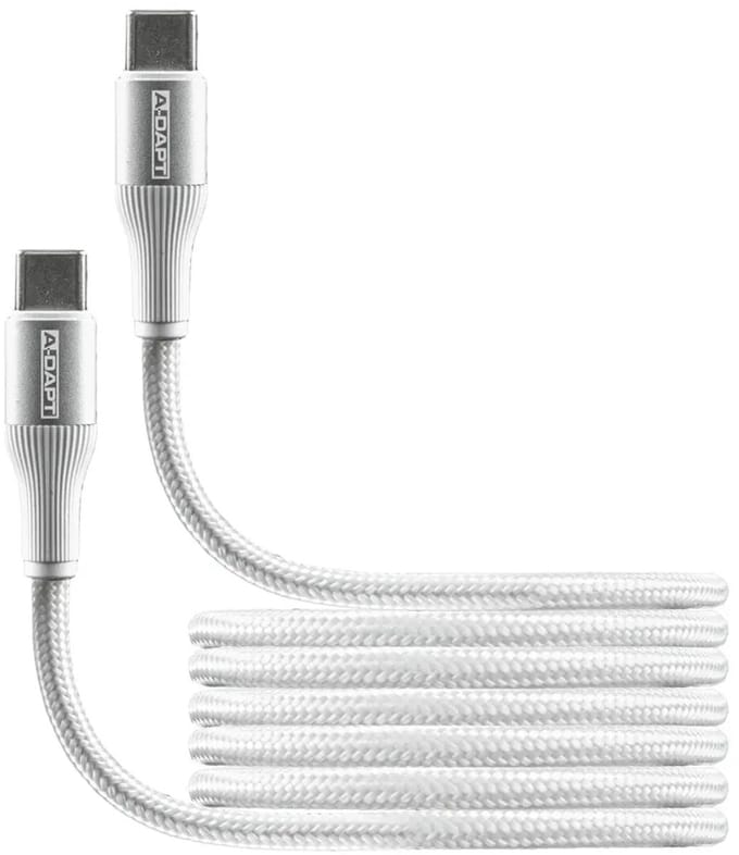 A-DAPT® USB-C naar USB-C kabel 2 m - PRO-uitvoering - wit - data- en laadkabel