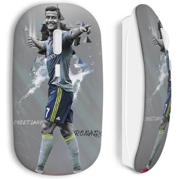 Draadloze Muis - MANIACASE - Cristiano Ronaldo - Grijs - Compatibel met Mac en PC - USB