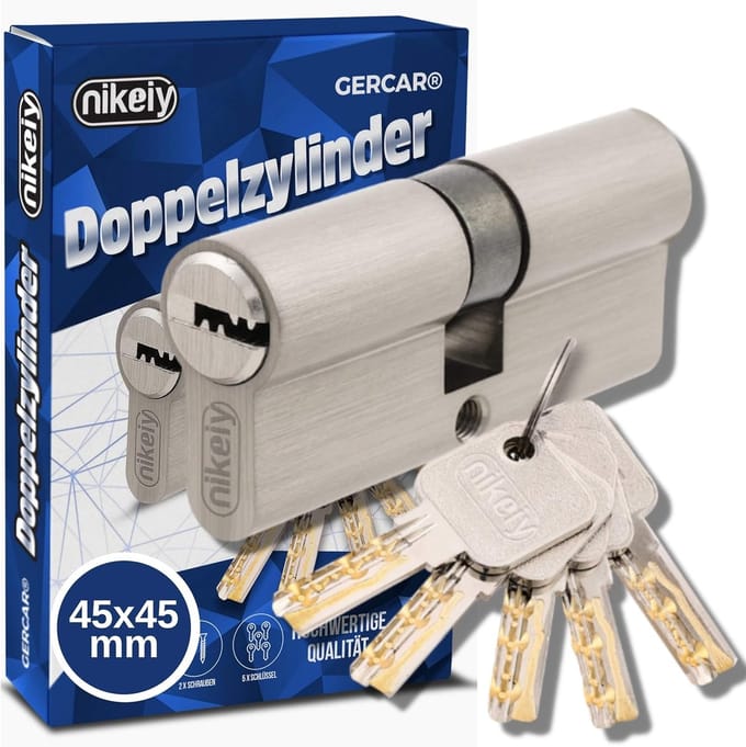 Cilinderslot 90 mm - dubbel cilinderslot van messing - incl. 5 sleutels - veilig en robuust - m-winkel