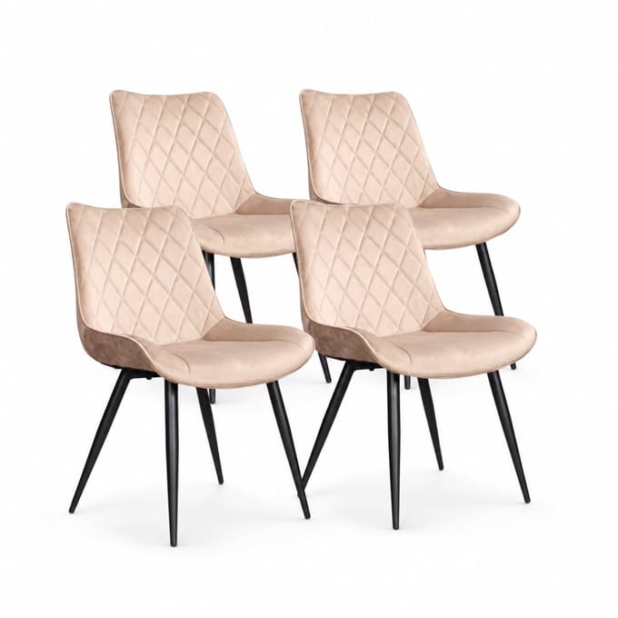 DS4U® - Benito eetkamerstoel - Set van 4 - Champagne - Velvet