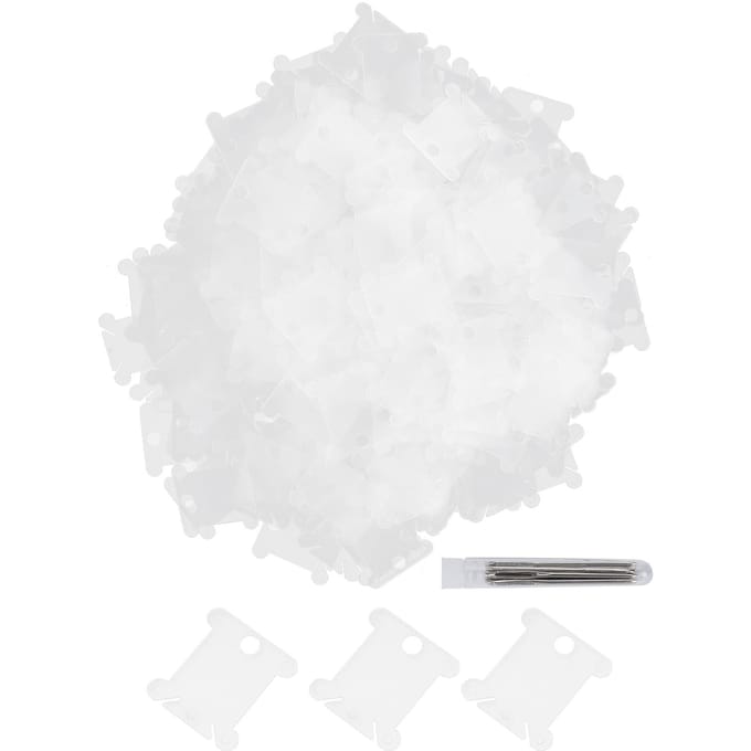 300 Pièces Bobines de Fil Plastique Transparent Point de Croix Plaque d'Enroulement Outils de Broderie white