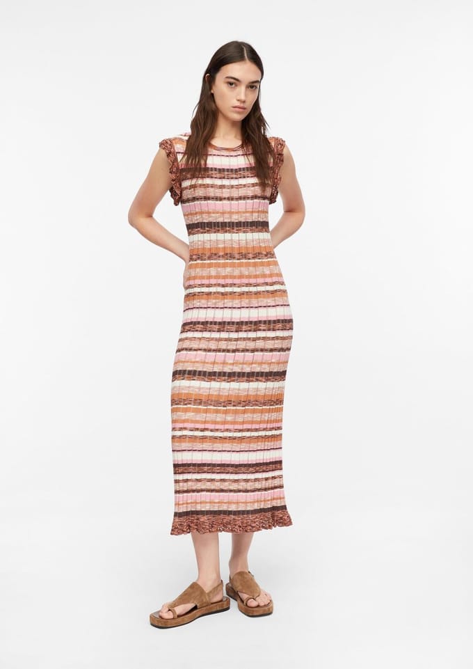 Midi jurk van breisel met ruffles dames COMMA