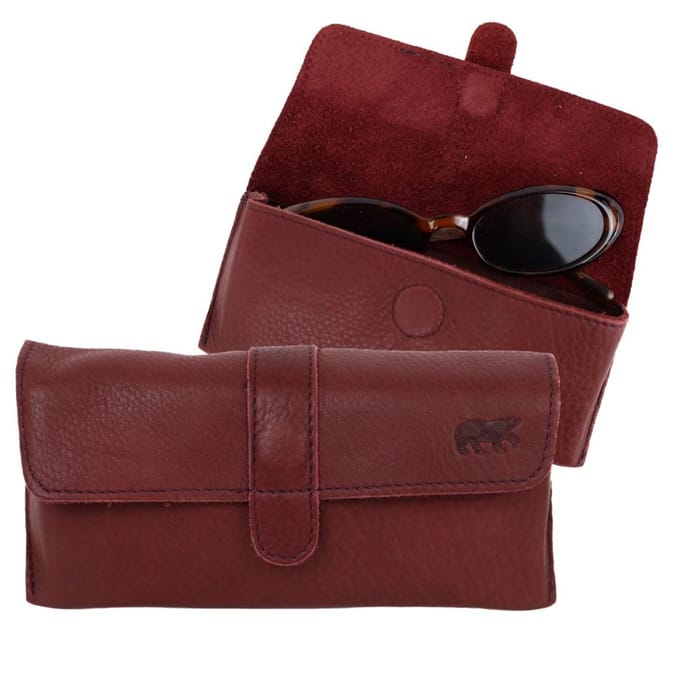 Bear Design Weta Leren Brillenkoker - Bordeaux Rood