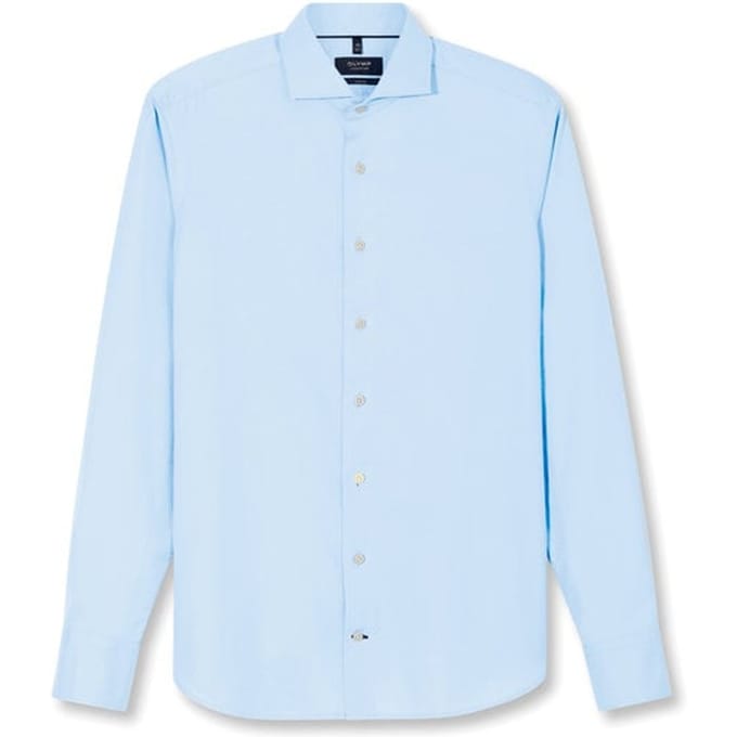 OLYMP Signature Casual Overhemd, Tailored Fit, Cutaway, Bleu