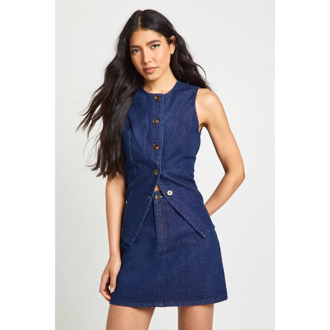 boohoo Dames Lange Denim Minirok | Indigo | Maat: 36
