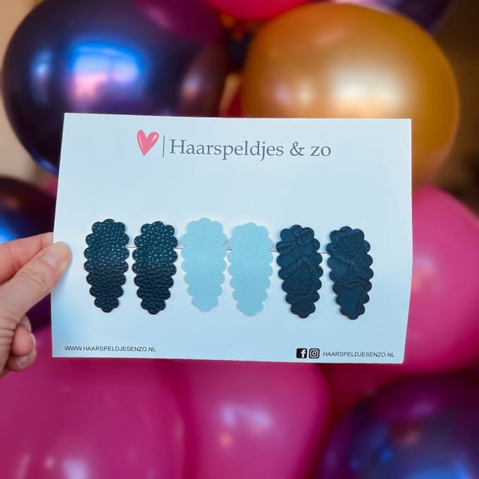 Haarspeldje Liz - golvend - setje - blauw - 3 cm speldjes