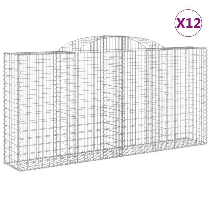 vidaXL - Schanskorven - 12 - st - gewelfd - 300x50x140/160 - cm - ijzer