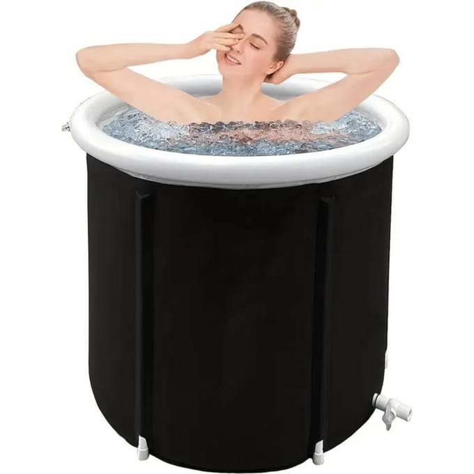 Nivard Ijsbad - Zitbad - Ice Bath - Dompelbad - Opblaasbaar - Wim Hof Methode - Zwart - 75x75