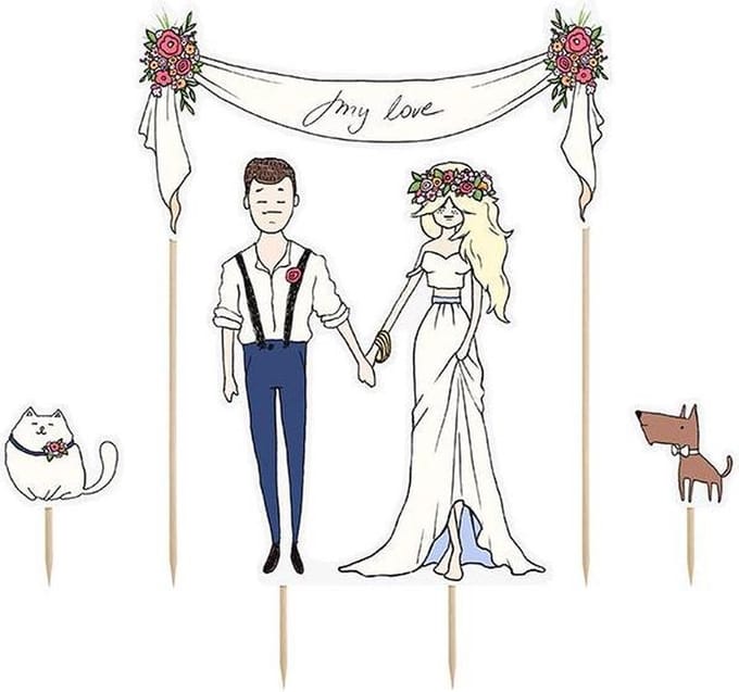 Taarttopper - My love - 4-delig - Hond - Kat