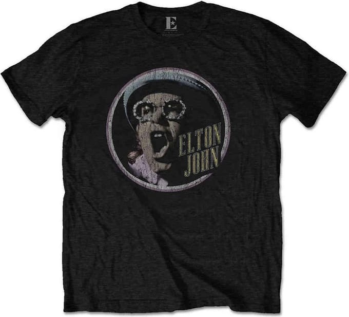 Elton John - Circle Heren T-shirt - M - Zwart