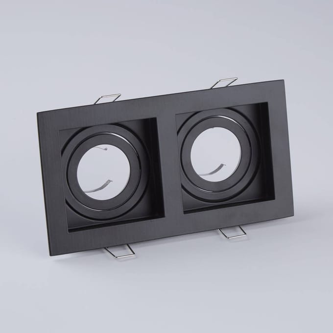 Searchlight Inbouwlamp Grid Two, 2-lamps, zwart, 18,5x10cm, aluminium, GU10