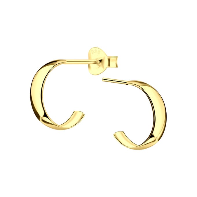 Joy|S - Zilveren oorringen stud - 3 mm / 11 mm - gold plated