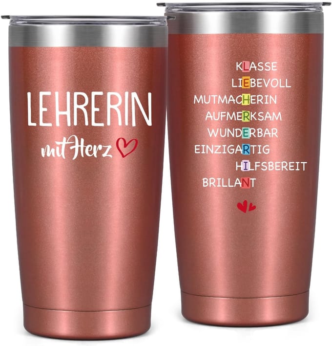 Dailygoods- Thermobeker 600ml - Afscheidsgeschenk - Lerares - Cadeau - Hart - Duurzaam - Beker