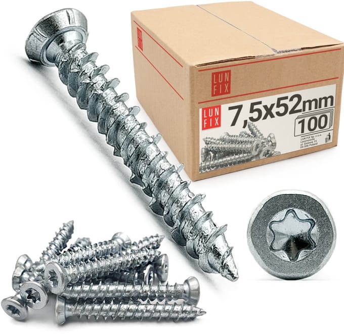 Raam schroef + verzonken kop - 100 stuks - 7,5x52mm - Venster